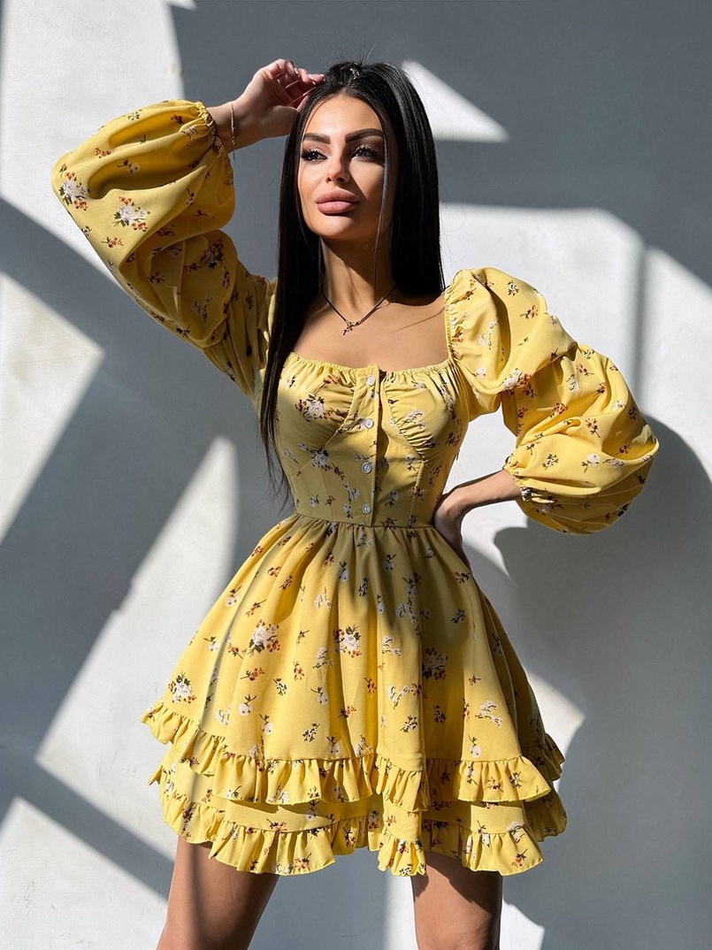 Лялькова сукня з пишною спідницею та корсетним верхом з ніжним квітковим принтом  | PUSHKA SHOP