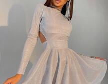 Блискуча сукня міні з відкритою спиною  Блискуча сукня міні з відкритою спиною  | PUSHKA SHOP