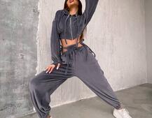 Велюровий комплект: кофта з корсетними елементами + джогери з імітацією трусиків | PUSHKA SHOP