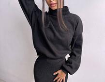 Костюм із теплого трикотажу-рубчика: светр + спідниця Костюм із теплого трикотажу-рубчика: светр + спідниця | PUSHKA SHOP