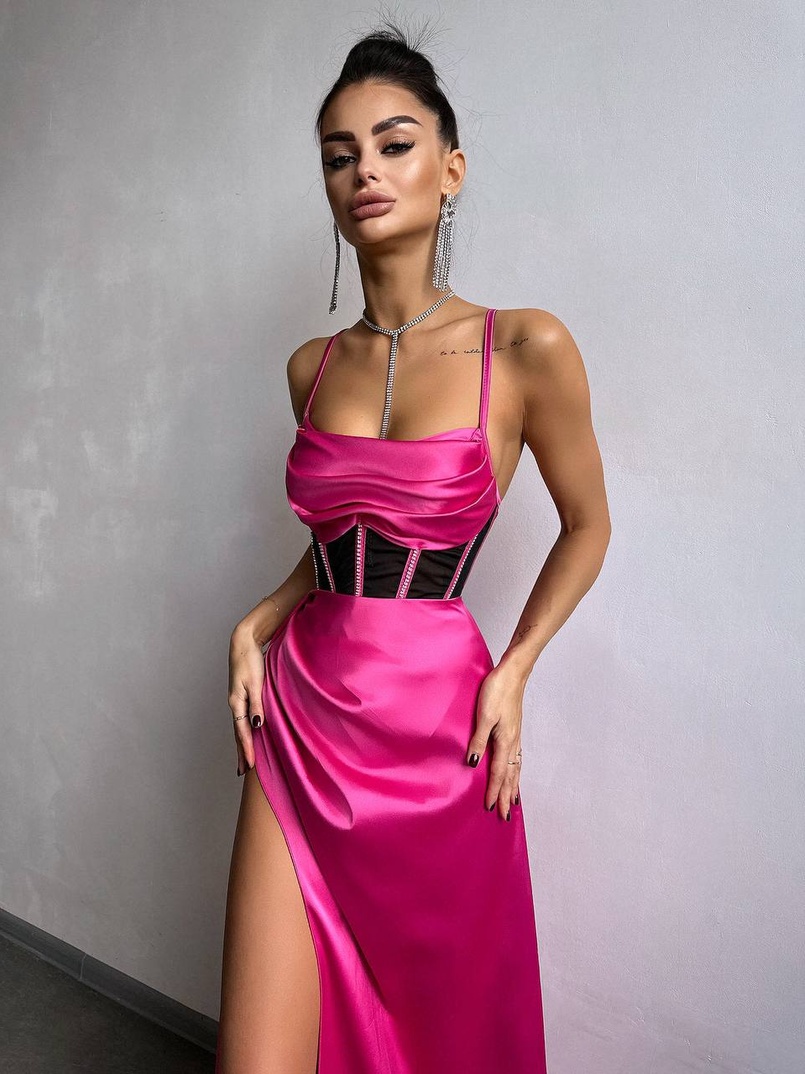 Комплект: корсет, декорований стразами + спідниця максі з драпіруванням  | PUSHKA SHOP