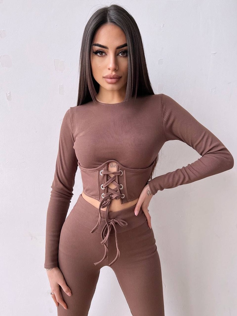 Трикотажний комплект: корсетний топ + легінси | PUSHKA SHOP