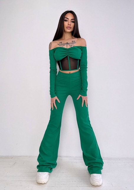 Комплект : штани кльош і топ з елементами корсету  | PUSHKA SHOP