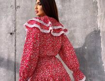 Сукня з квітковим принтом декорована мереживом    | PUSHKA SHOP