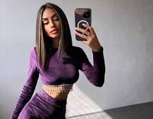 Оксамитовий комплект, декорований бахромою зі страз Оксамитовий комплект, декорований бахромою зі страз | PUSHKA SHOP