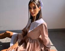 Котонова сукня з комірцем + бант  | PUSHKA SHOP