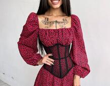 Приталена сукня з принтом  + прозорий корсет | PUSHKA SHOP