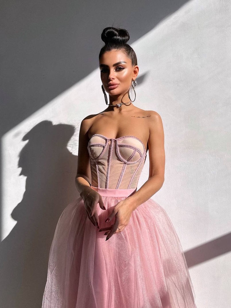 Комплект: корсет бюстьє декорований стразами + пишна спідниця максі  Ручна робота  | PUSHKA SHOP