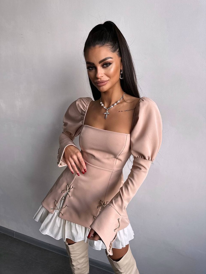 Сукня з об'ємними рукавами + спідниця з воланами Сукня з об'ємними рукавами + спідниця з воланами | PUSHKA SHOP