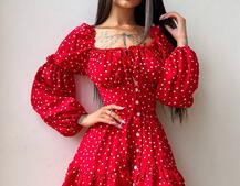 Сукня в горошок на ґудзиках з воланами Сукня в горошок на ґудзиках з воланами | PUSHKA SHOP