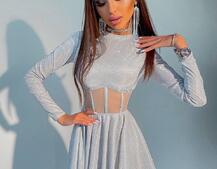 Приталена блискуча сукня з корсетною вставкою та пишною спідницею-сонцем | PUSHKA SHOP