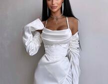 Комплект: корсет з рукавами    + спідниця міні з драпіруванням   | PUSHKA SHOP