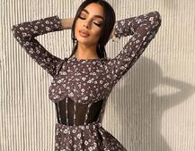 Приталена сукня з корсетною вставкою та спідницею-сонцем | PUSHKA SHOP