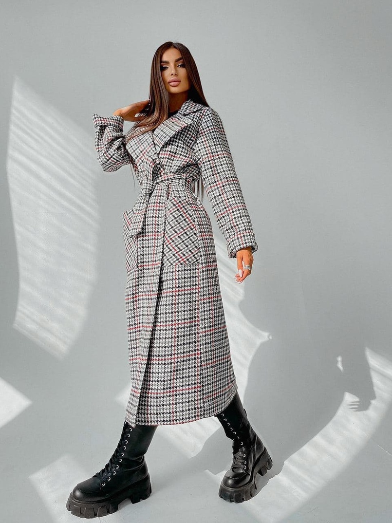 Кашемировое пальто в клетку на подкладке Кашемировое пальто в клетку на подкладке | PUSHKA SHOP