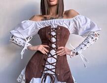 Комплект: сукня декорована мереживом + корсет Комплект: сукня декорована мереживом + корсет | PUSHKA SHOP