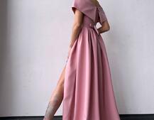 Сукня максі  з відкритими плечима та розрізом на спідниці | PUSHKA SHOP