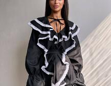 Котонова сукня декорована мереживом Котонова сукня декорована мереживом | PUSHKA SHOP