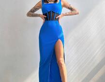 Сукня-міді  з елементами корсету   | PUSHKA SHOP