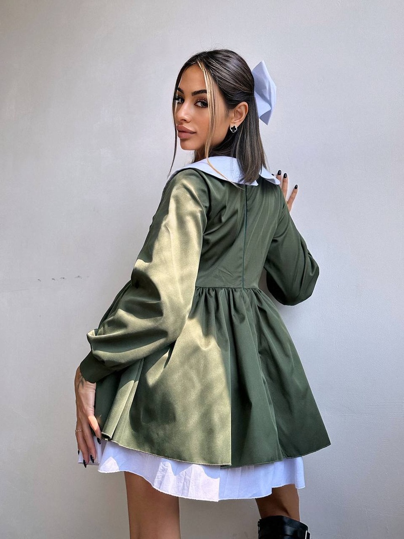 Котонова сукня з комірцем + бант  | PUSHKA SHOP