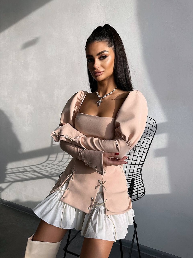 Сукня з об'ємними рукавами + спідниця з воланами Сукня з об'ємними рукавами + спідниця з воланами | PUSHKA SHOP