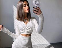 Оксамитовий комплект, декорований бахромою зі страз | PUSHKA SHOP