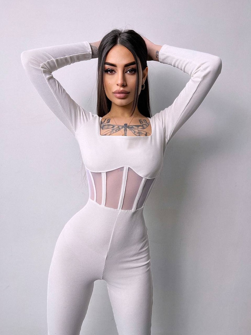 Облягаючий трикотажний комбінезон з елементами корсету  | PUSHKA SHOP