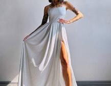 Сяюча сукня максі  зі шнурівкою на спинці | PUSHKA SHOP