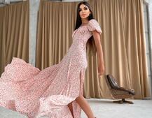 Цветочное платье макси с разрезом  Цветочное платье макси с разрезом  | PUSHKA SHOP