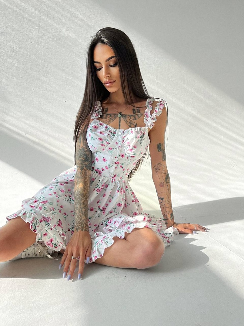 Платье с корсетным верхом и оборками на юбочке | PUSHKA SHOP