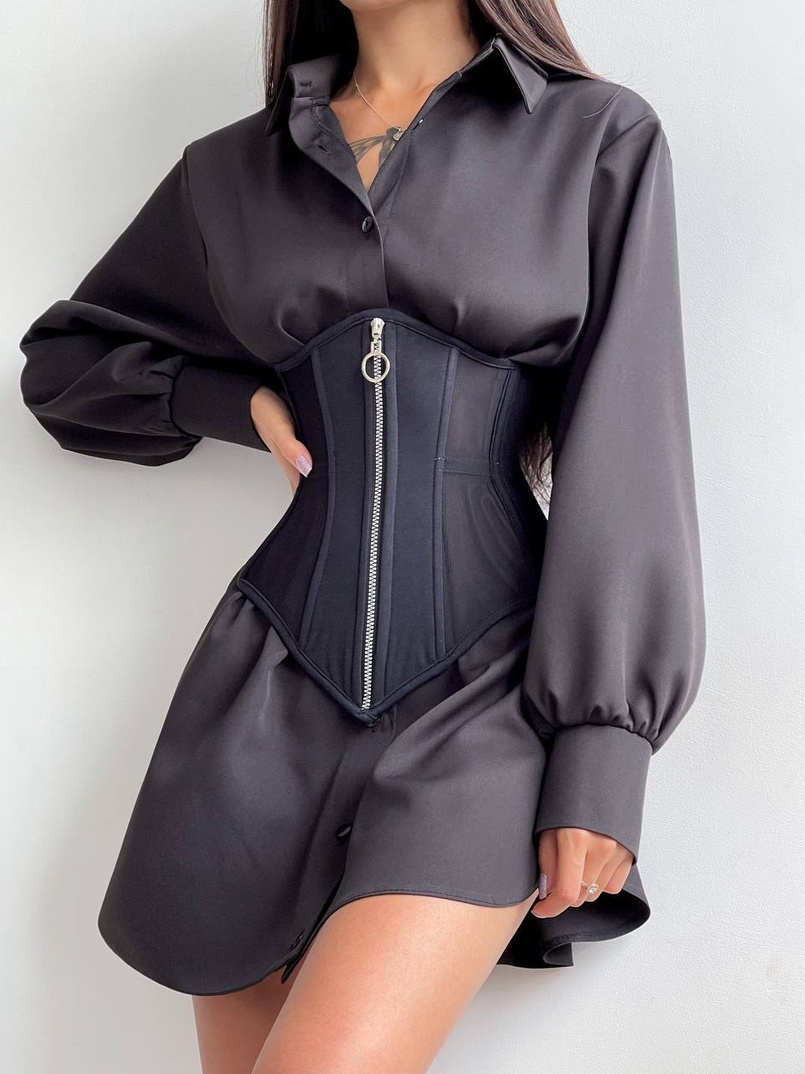 Приталена сорочка + корсет з блискавкою  | PUSHKA SHOP