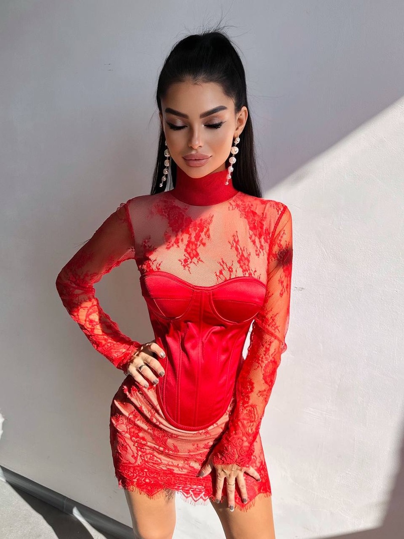 Комплект: мереживна сукня міні + корсет  | PUSHKA SHOP