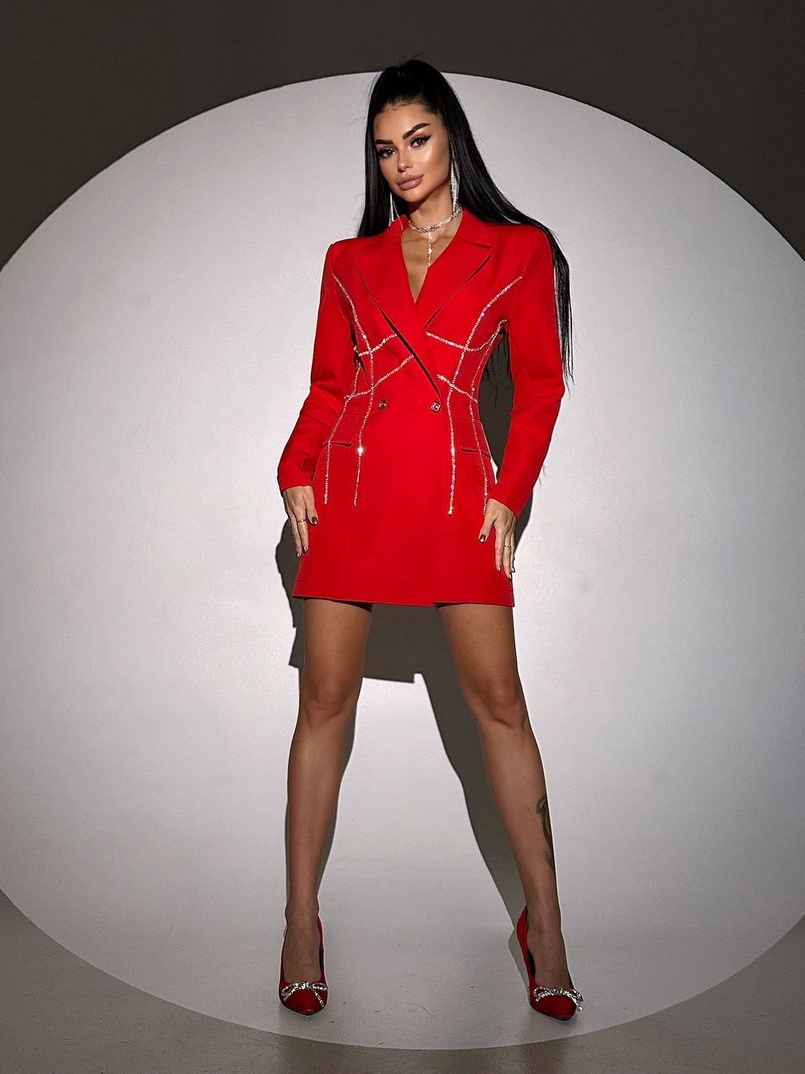 Сукня-піджак, декорована стразами  Ручна робота  | PUSHKA SHOP