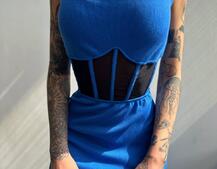 Сукня-міді  з елементами корсету   | PUSHKA SHOP