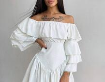 Сукня з асиметричною спідницею та воланами | PUSHKA SHOP