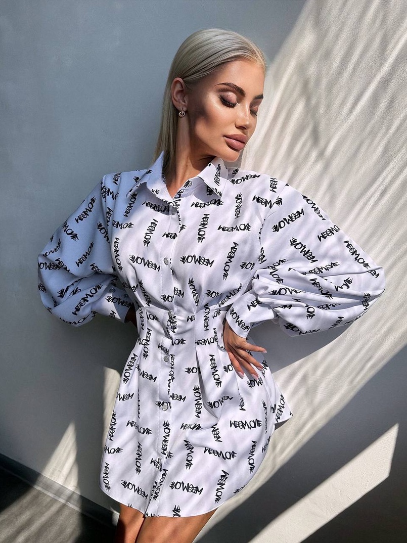 Приталена сорочка з принтом | PUSHKA SHOP