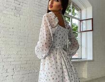 Шифоновое платье с завязками на груди  | PUSHKA SHOP