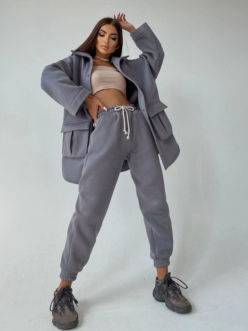 Комплект: тёплая рубашка на кнопках + джоггеры Комплект: тёплая рубашка на кнопках + джоггеры | PUSHKA SHOP