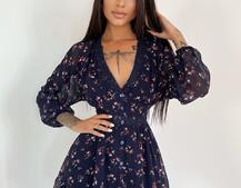 Шифоновое платье с цветочным принтом, декорированное кружевом Шифоновое платье с цветочным принтом, декорированное кружевом | PUSHKA SHOP