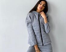 Меланжевый комплект тройка: Свитшот, джоггеры и желетка | PUSHKA SHOP