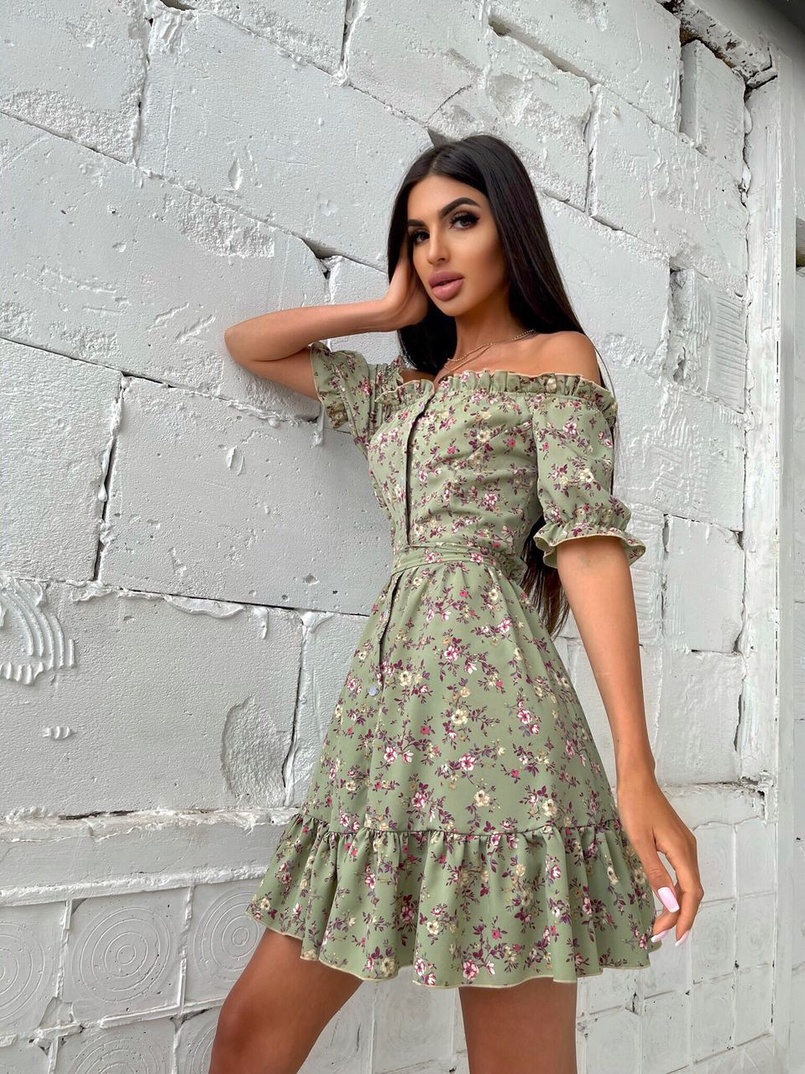 Цветочное платье с пышной юбкой и оборками | PUSHKA SHOP