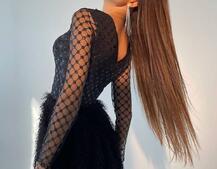 Платье с блестящим верхом и пушистой юбочкой Платье с блестящим верхом и пушистой юбочкой | PUSHKA SHOP