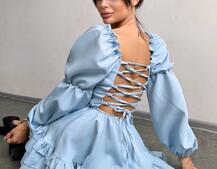 Сукня з воланами та шнурівкою  по спинці | PUSHKA SHOP