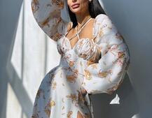 Сукня міді з квітковим принтом  | PUSHKA SHOP