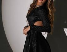 Блискуча сукня з відкритою  спинкою | PUSHKA SHOP