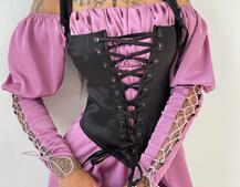 Шелковое платье + атласный корсет на шнуровке Шелковое платье + атласный корсет на шнуровке | PUSHKA SHOP