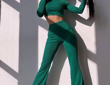 Комплект: штани кльош + топ з рукавичками та прорізами для рук | PUSHKA SHOP