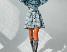 Кашемировое приталенное платье-рубашка в клетку | PUSHKA SHOP