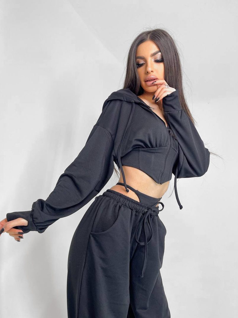 Трикотажный костюм с корсетными элементами и имитацией трусиков   | PUSHKA SHOP