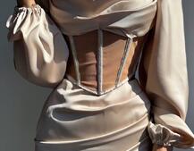 Комплект: корсет, декорований стразами + спідниця міні з драпіруванням   Ручна робота  | PUSHKA SHOP