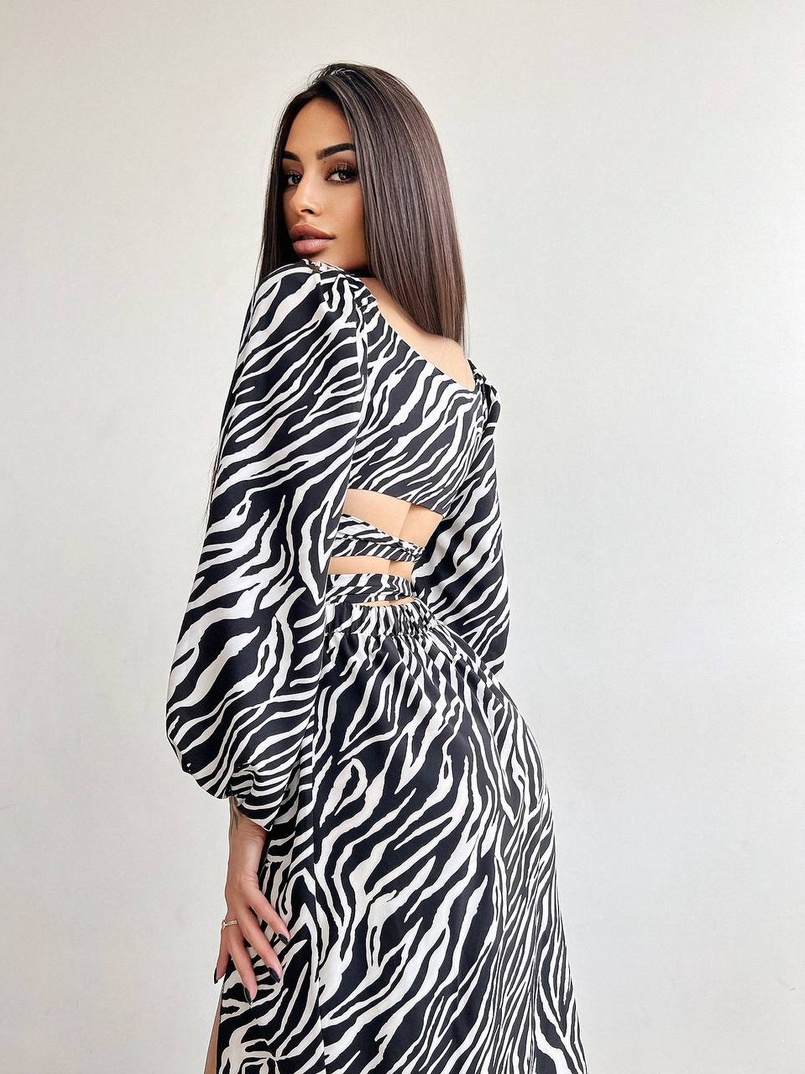 Комплект: топ із зав'язками на талії + спідниця міді з розрізом | PUSHKA SHOP